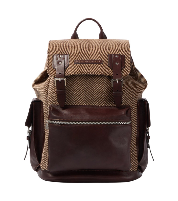 Photo: Brunello Cucinelli Leather-trimmed canvas backpack