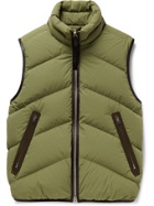 TOM FORD - Leather-Trimmed Quilted Shell Down Gilet - Green