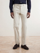 Kiton - Straight-Leg Stretch-Cotton Trousers - Neutrals