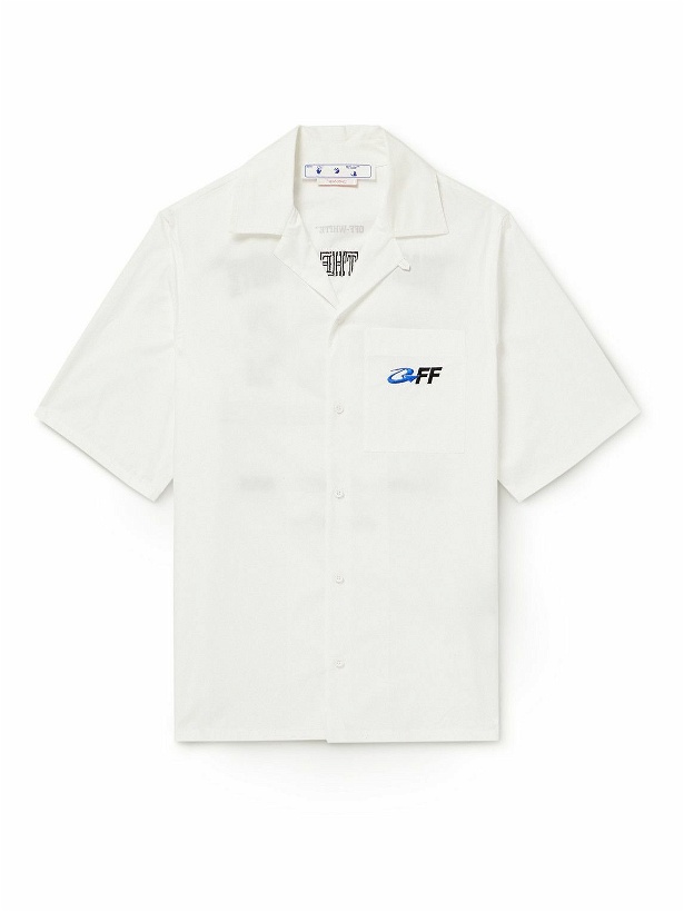 Photo: Off-White - Camp-Collar Embroidered Printed Cotton-Poplin Shirt - White