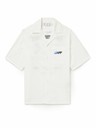 Off-White - Camp-Collar Embroidered Printed Cotton-Poplin Shirt - White