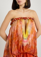 Zimmermann Luna Printed Strapless Silk Gown Red