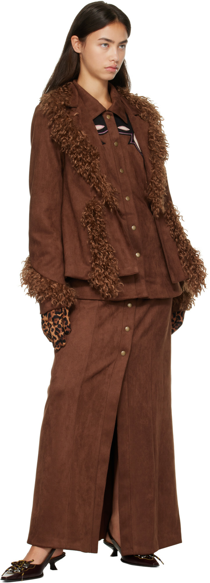 Anna Sui Brown Faux-Suede Jacket