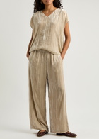 Eileen Fisher Wide-leg Velvet Trousers Cream