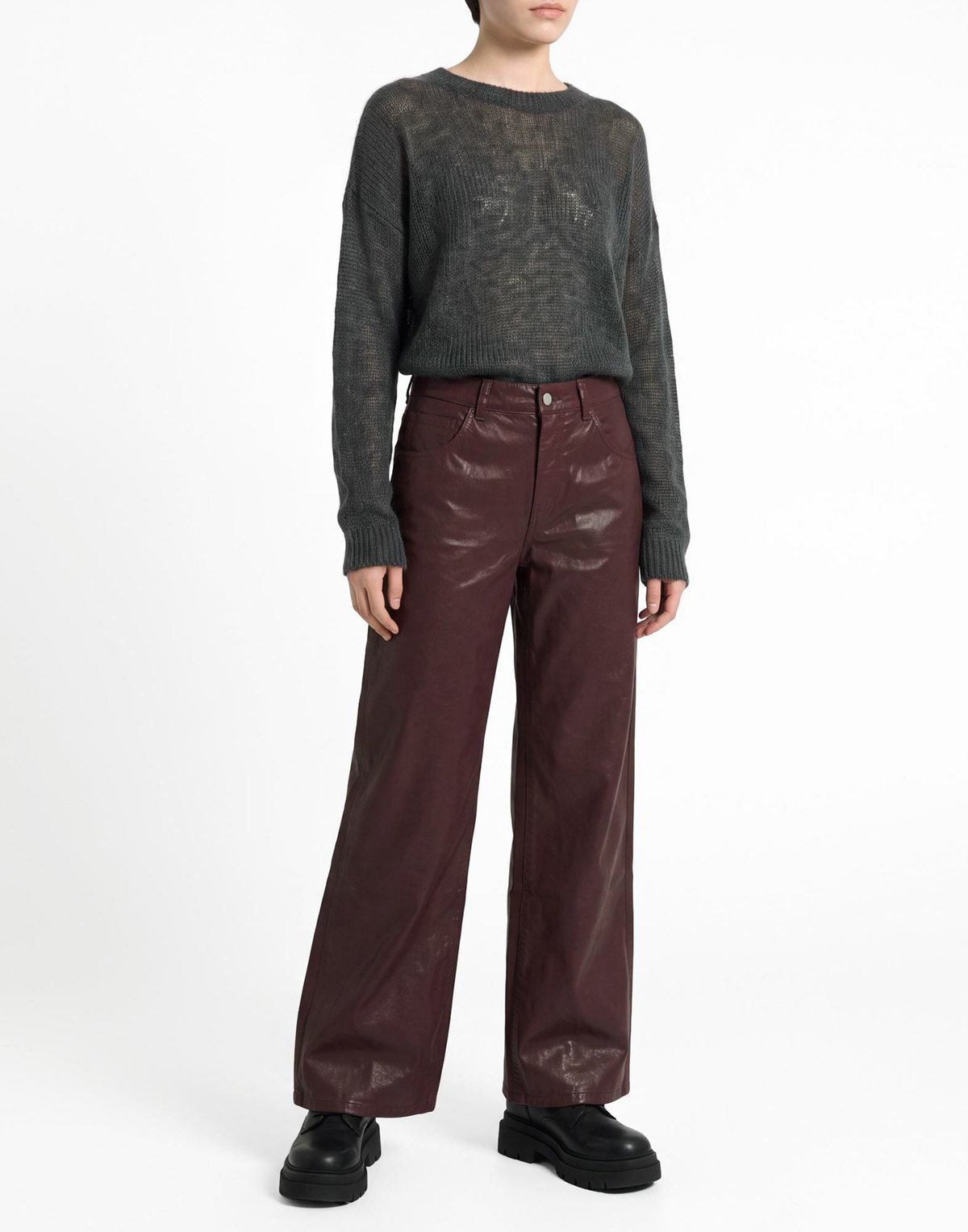 Laneus Womens Pants Burgundy
