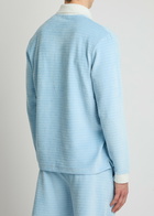 Casablanca Brooch-embellished Velour Polo Shirt Blue
