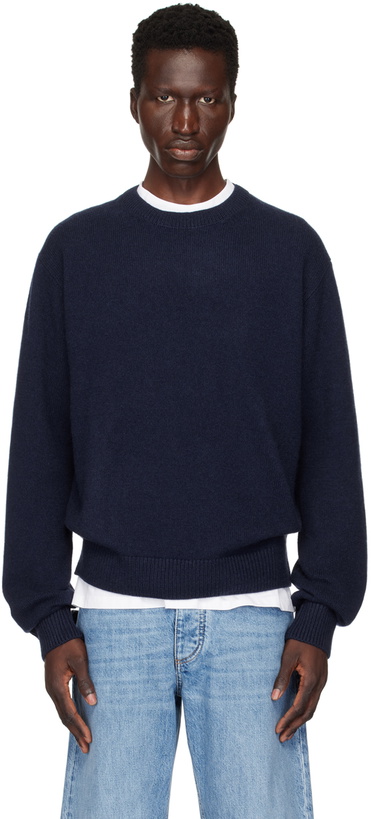 Photo: The Elder Statesman Navy Simple Crew Sweater