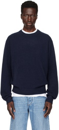 The Elder Statesman Navy Simple Crew Sweater