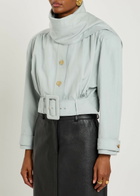 Chloe Scarf-effect Linen and Cotton-blend Jacket Grey