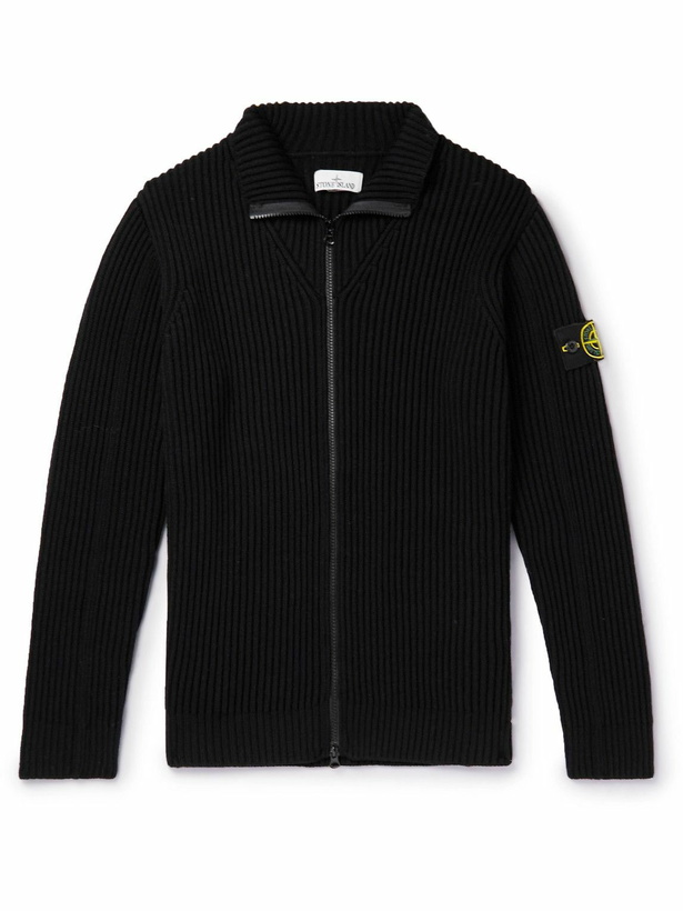 Photo: Stone Island - Ribbed Wool Cardigan - Black