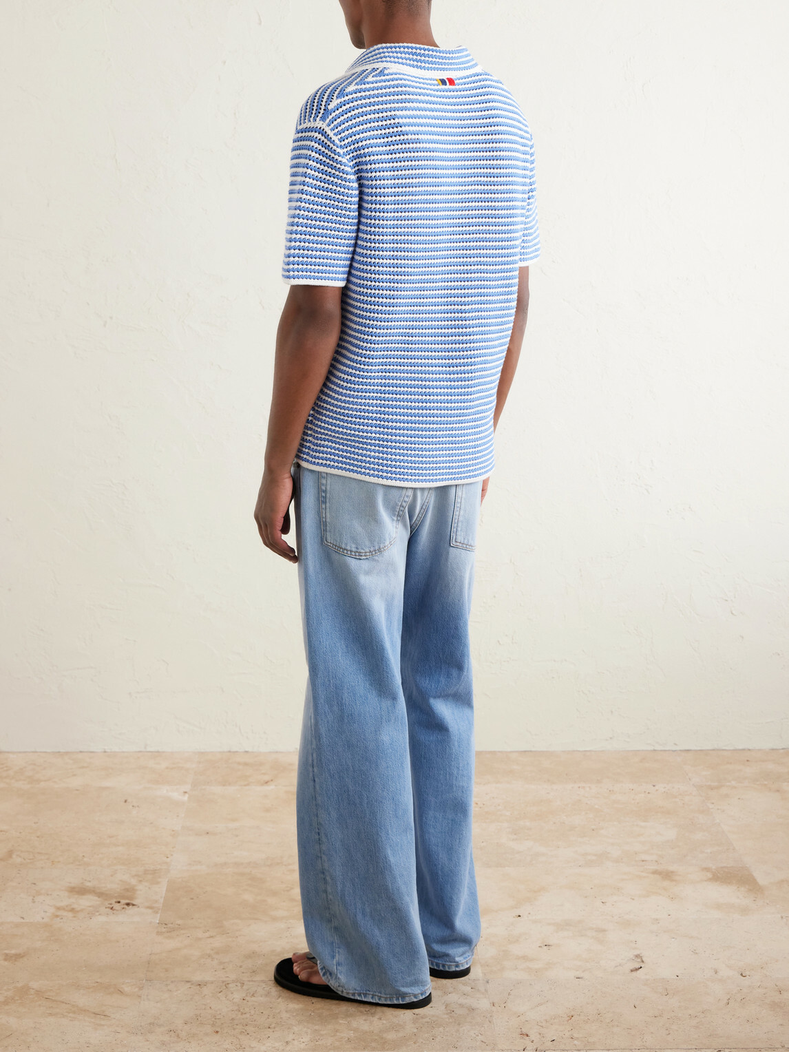 Orlebar Brown - Batten Striped Open-Knit Cotton Polo Shirt - Blue