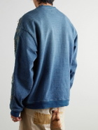 KAPITAL - Boro Distressed Patchwork Cotton and Linen-Blend Sweatshirt - Blue