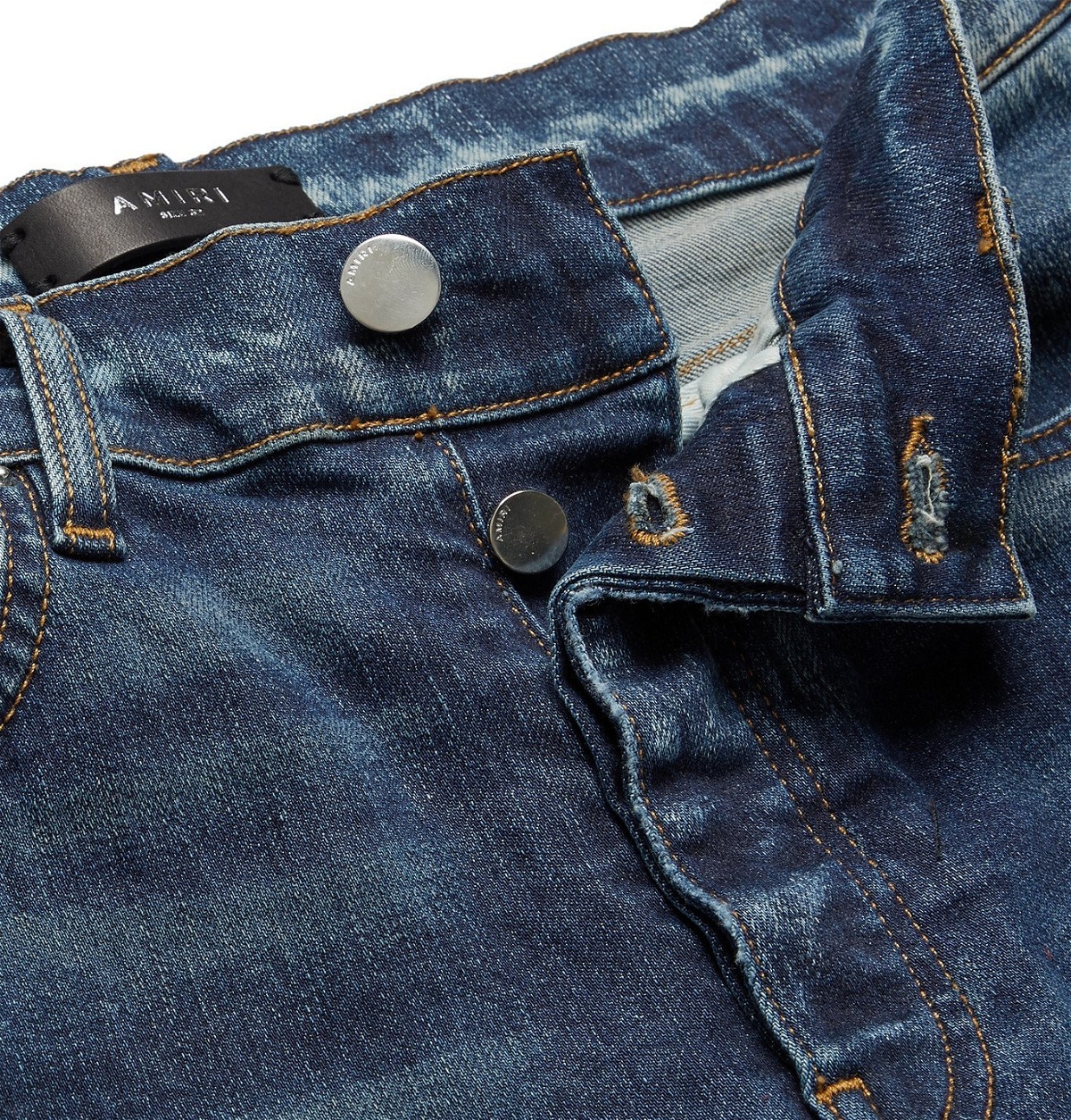 AMIRI - MX1 Ultra Skinny-Fit Distressed Panelled Stretch-Denim Jeans ...