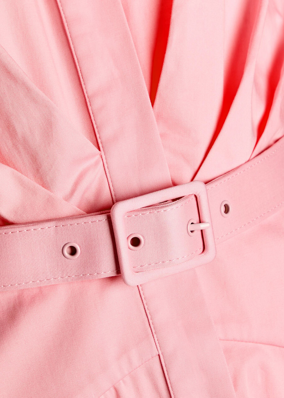 Rebecca Vallance Dianthe Belted Stretch Cotton-poplin Midi Shirt Dress Pink