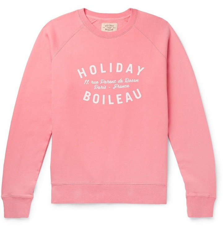 Photo: Holiday Boileau - Logo-Print Fleece-Back Cotton-Jersey Sweatshirt - Pink