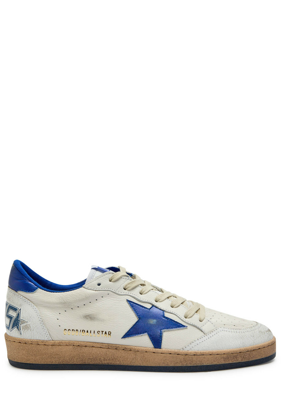Golden Goose Ball Star Distressed Leather Sneakers White