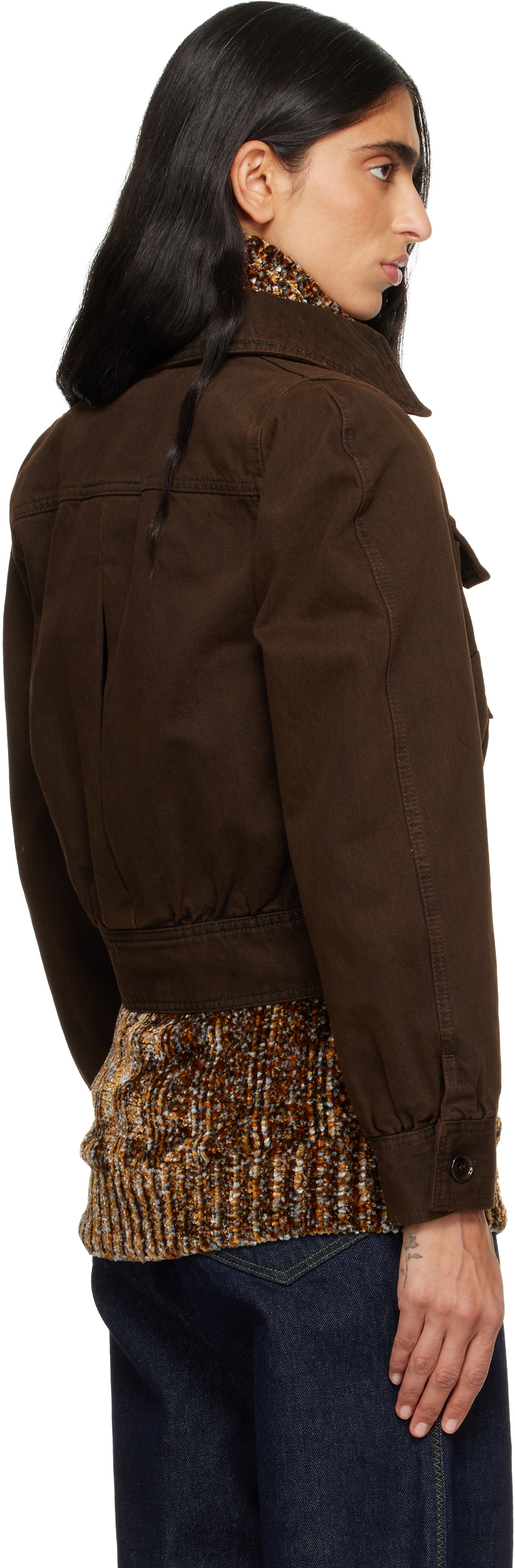 Dries Van Noten Brown Faded Denim Jacket