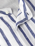 Brunello Cucinelli - Grandad-Collar Striped Linen Shirt - White