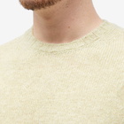 Auralee Men's Shetland Wool Cashmere Crew Knit in Yellow Green