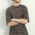 Kaptain Sunshine Men's Stripe Jersey Short Sleeve T-Shirt in Brown Wide Stripe