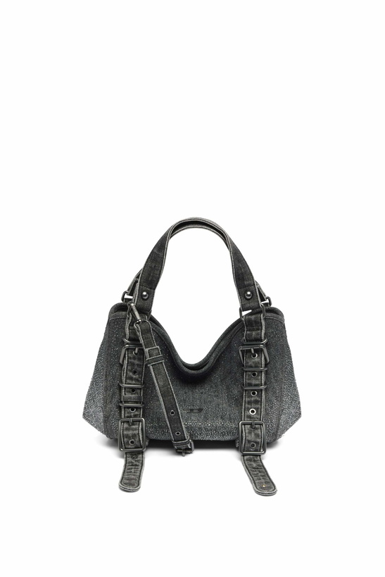 Photo: Diesel D-One-Small top-handle bag in crystal solarised denim - Handbags Womens in Black