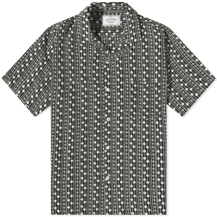 Photo: Portuguese Flannel Men's Piros Embroidered Vacation Shirt in Black