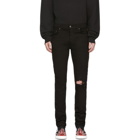 Amiri Black Leopard Half Track Broken Jeans