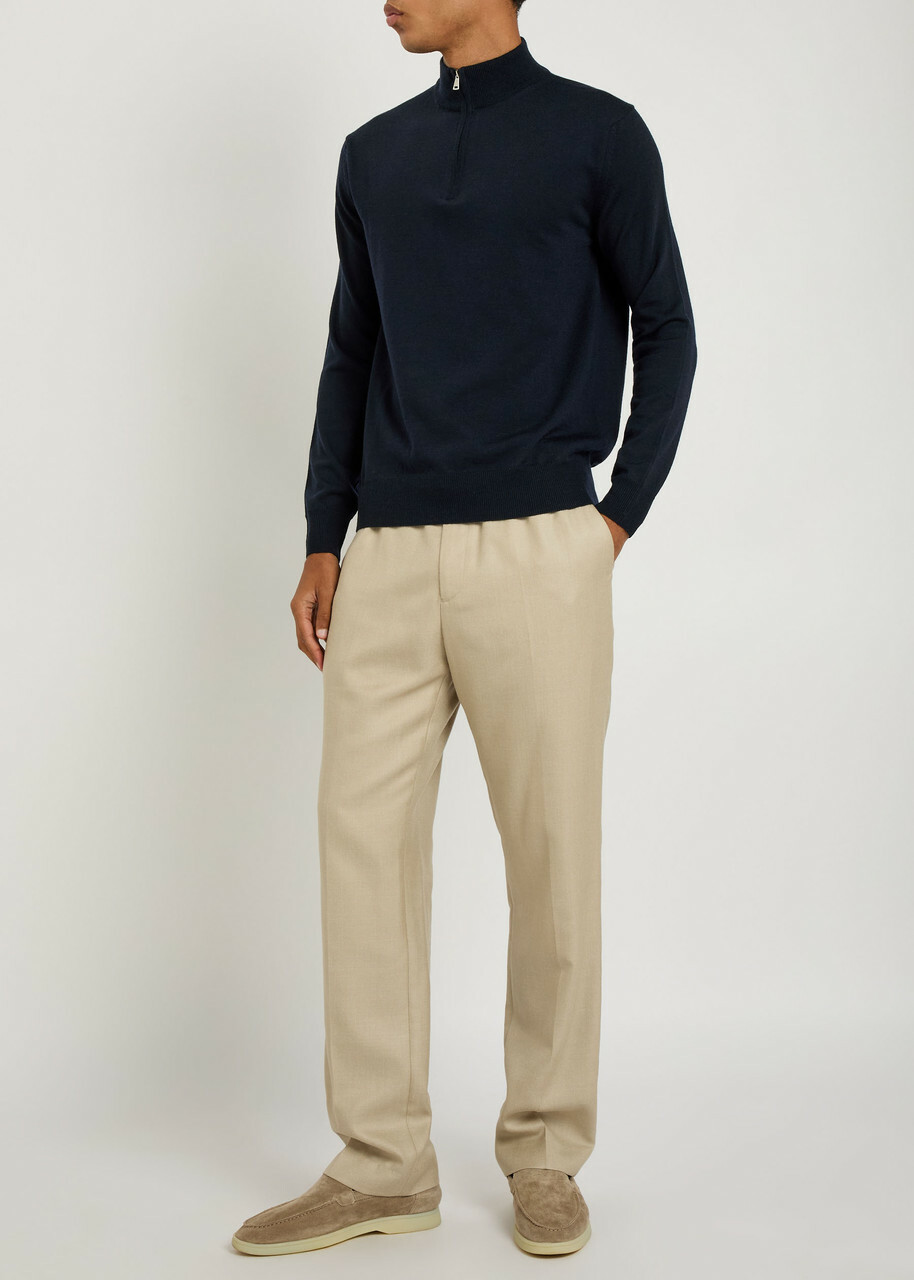 Aurélien Knit 1/4 zip Merino Wool Jumper Natural