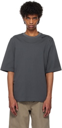 NULLUS Gray Impaled & Deconstructed Collar T-shirt
