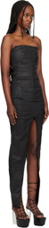 Rick Owens DRKSHDW Black Temple Sliced Bustier Denim Maxi Dress