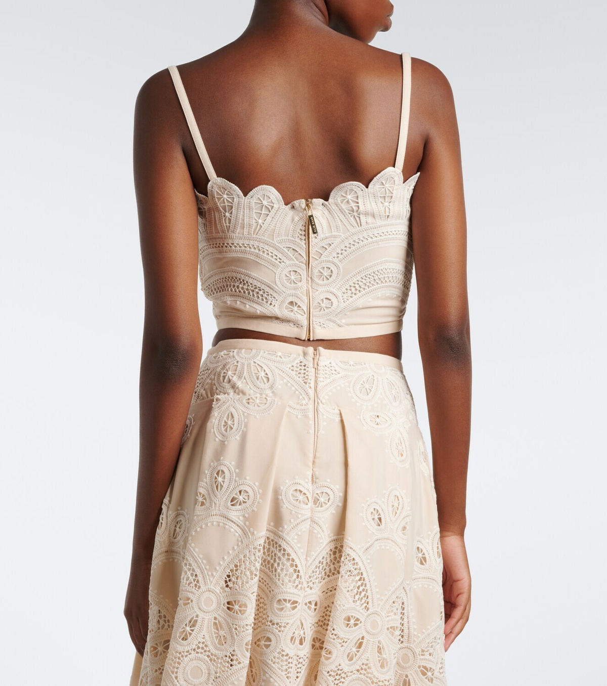 Elie Saab Embroidered scalloped crop top