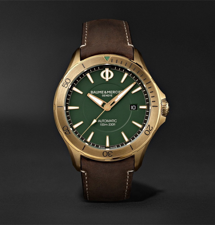 Photo: Baume & Mercier - Clifton Club Automatic 42mm Stainless Steel and Suede Watch - Green