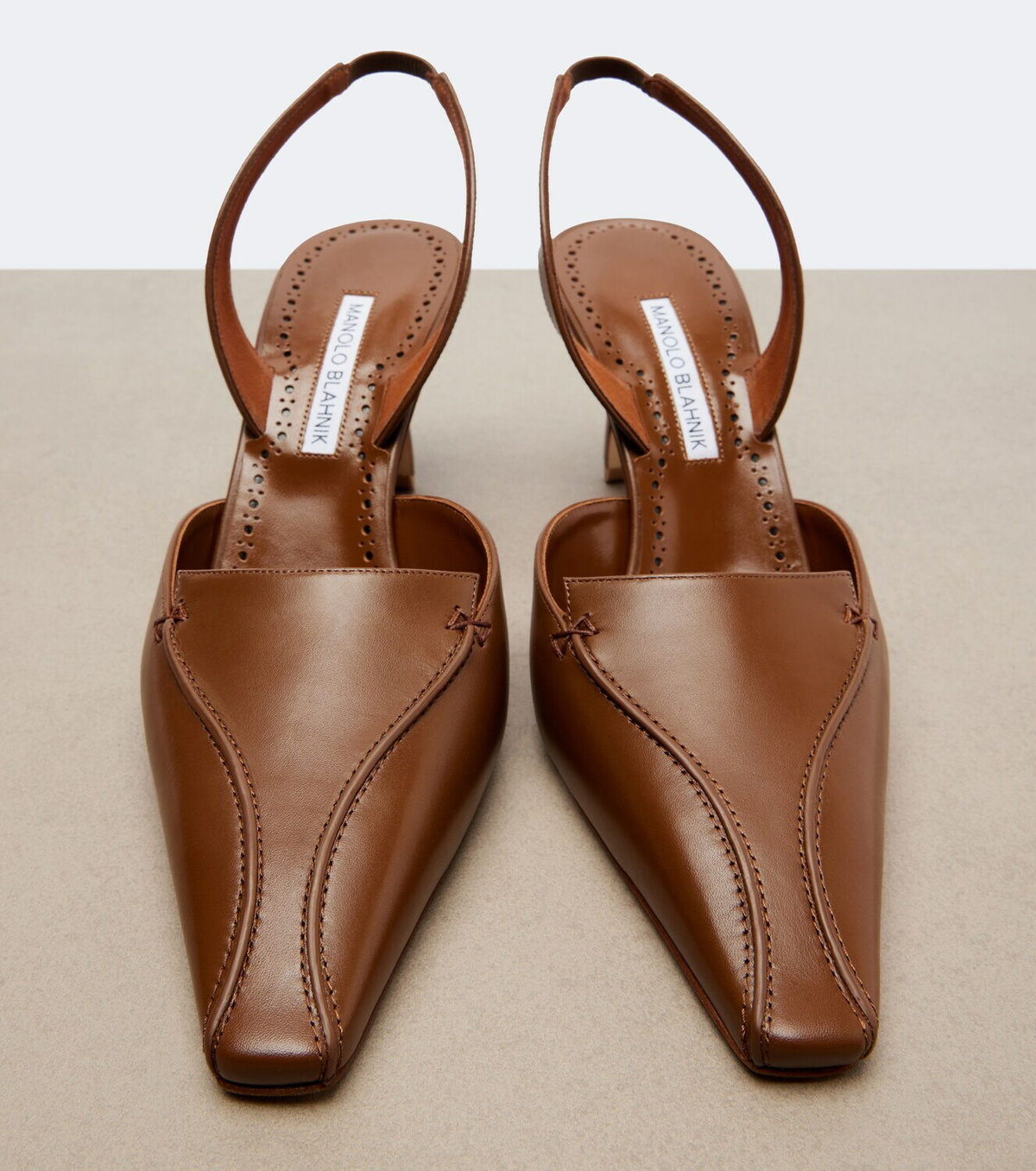 Manolo Blahnik Cleo leather slingback pumps