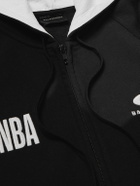 Balenciaga - NBA Oversized Logo-Embroidered Cotton-Jersey Zip-Up Hoodie - Black