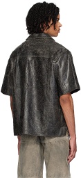 GUESS USA Black Distressed Leather Shirt