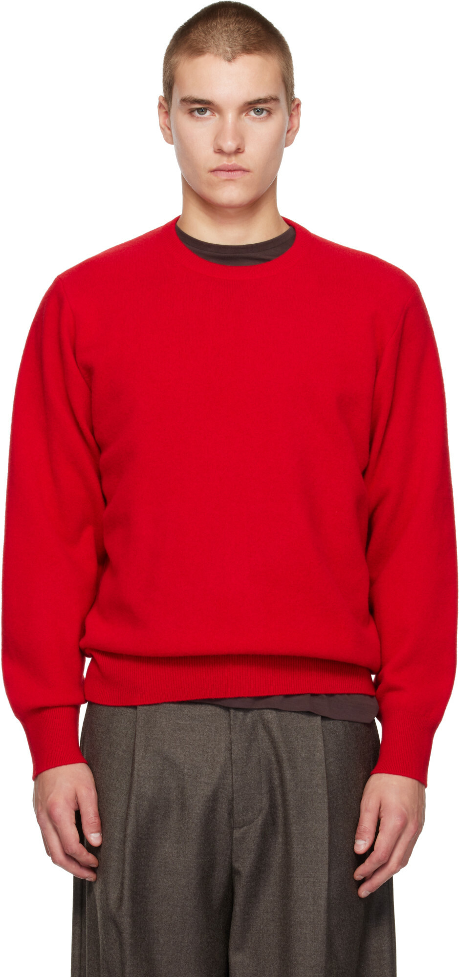 ssstein Red Extra Fine Wool Crewneck Sweater