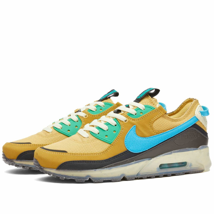 Photo: Nike Men's Air Max Terrascape 90 Sneakers in Wheat Gold/Blue Lightning