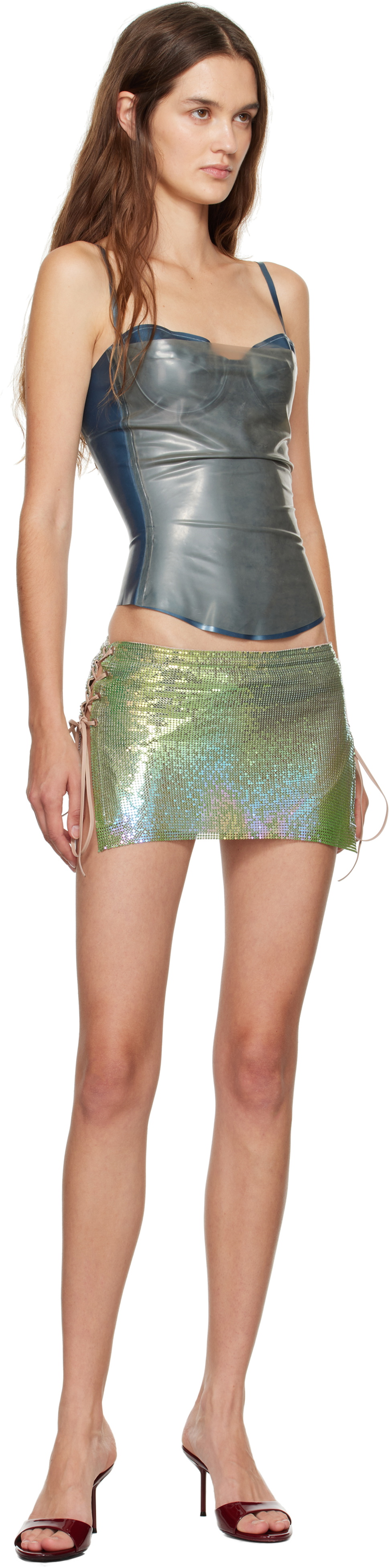Poster Girl Green & Blue Sabrina Lace-Up Miniskirt