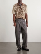 Beams Plus - Leopard-Jacquard Cotton-Blend Half-Zip Polo Shirt - Neutrals