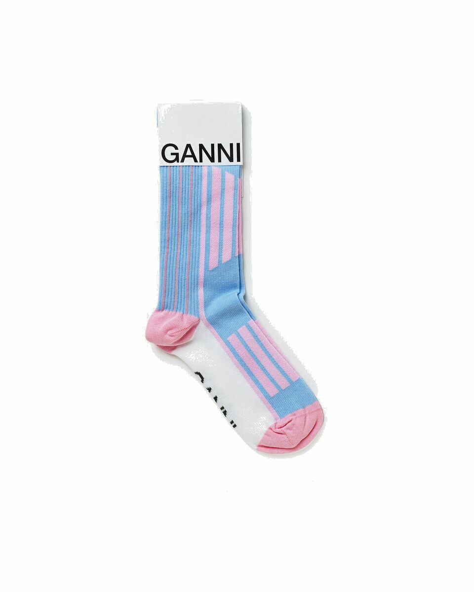 Photo: Ganni Organic Cotton Sporty Sock Blue - Womens - Socks