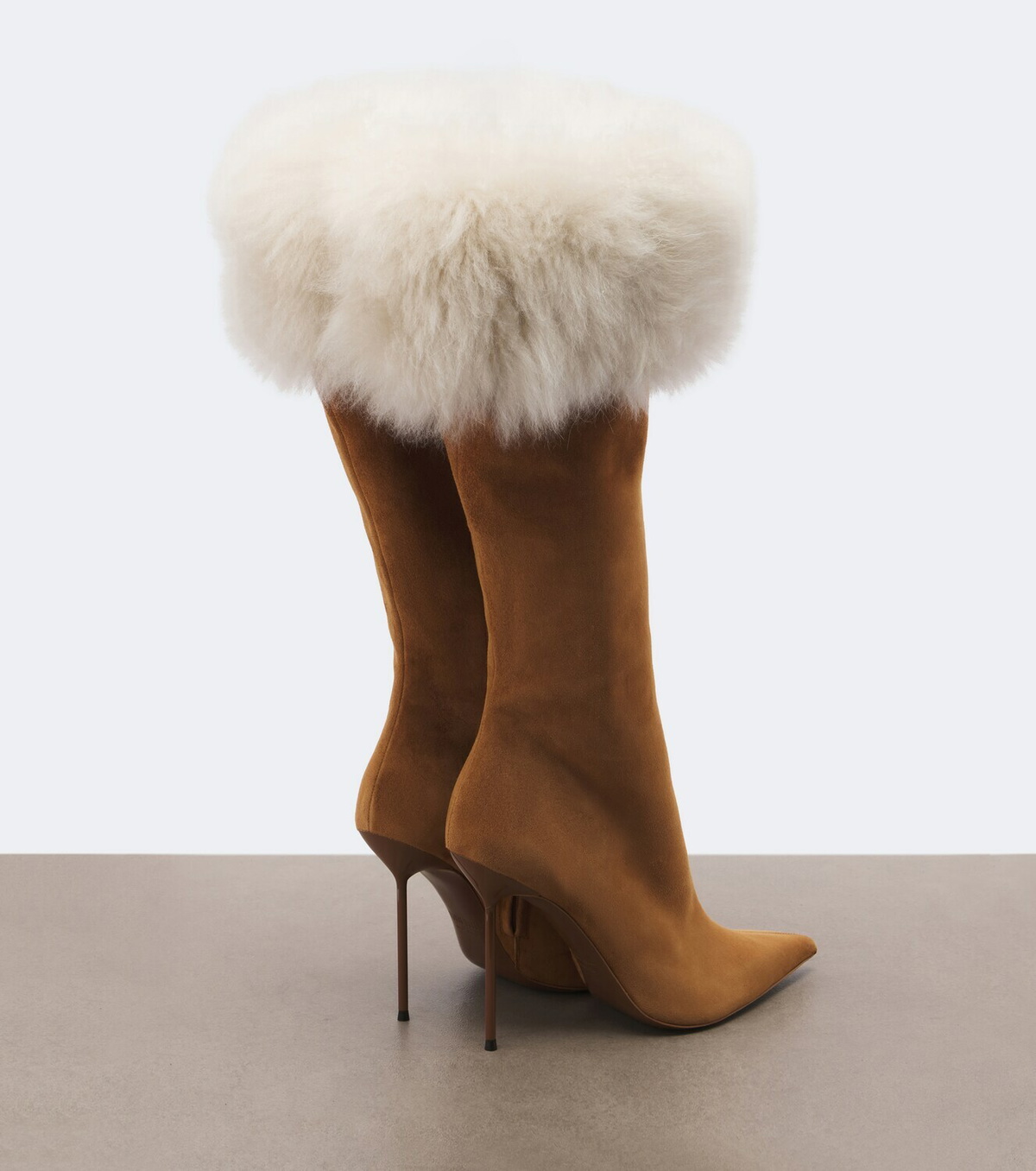 Paris Texas Lidia suede and shearling knee-high boots