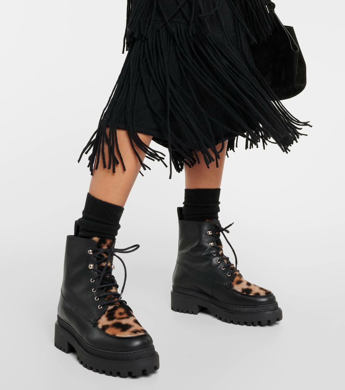 Yves Salomon Wool-lined leather ankle boots