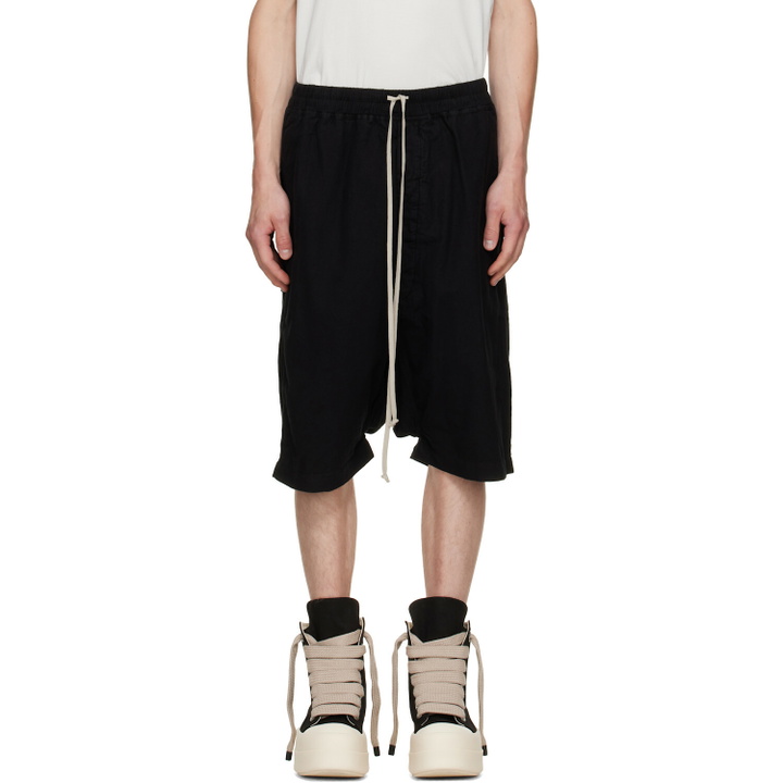 Photo: Rick Owens DRKSHDW Black Tower Drawstring Pods Shorts