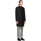 Saint Laurent Black Wool Straight Coat