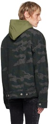 Balmain Khaki Printed Denim Jacket
