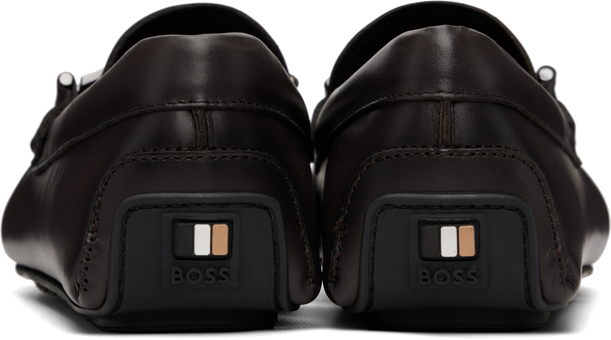 BOSS Brown Nappa-Leather Driver Loafers