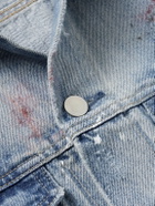 John Elliott - Thumper Type III Distressed Paint-Splattered Selvedge Denim Trucker Jacket - Blue