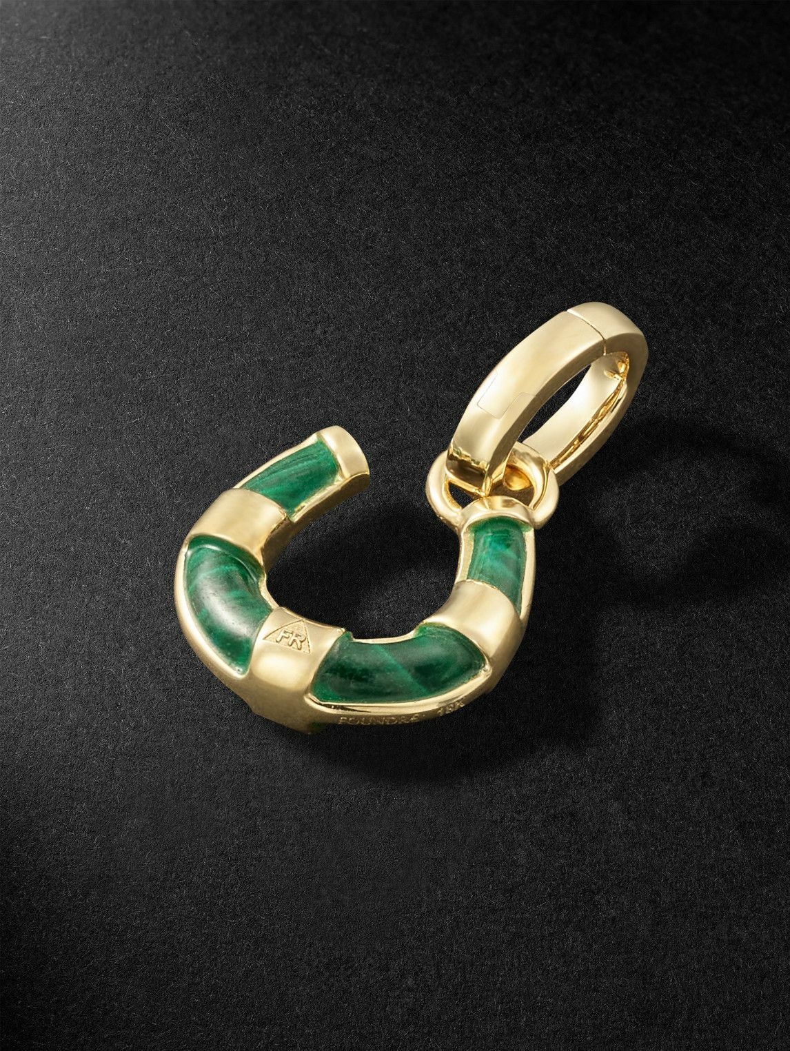 Foundrae - Protection Horseshoe Miniature 18-Karat Gold Malachite Pendant