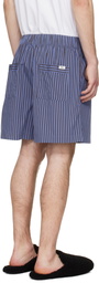 Tekla Navy & Brown Poplin Pyjama Shorts