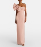 Oscar de la Renta Bow-detail draped silk faille gown
